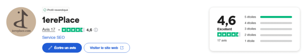 notation 1ère place sur trustpilot