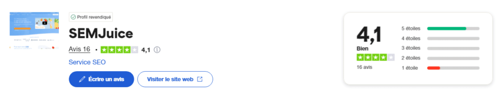notation semjuice sur trustpilot