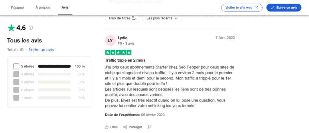 avis seopepper trustpilot